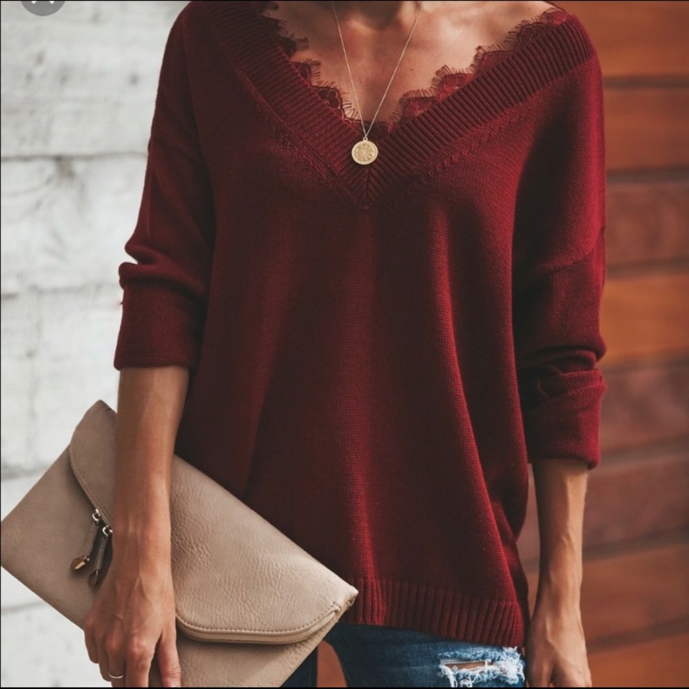 Vici / After Market Lydia Lace V Neck Sweater